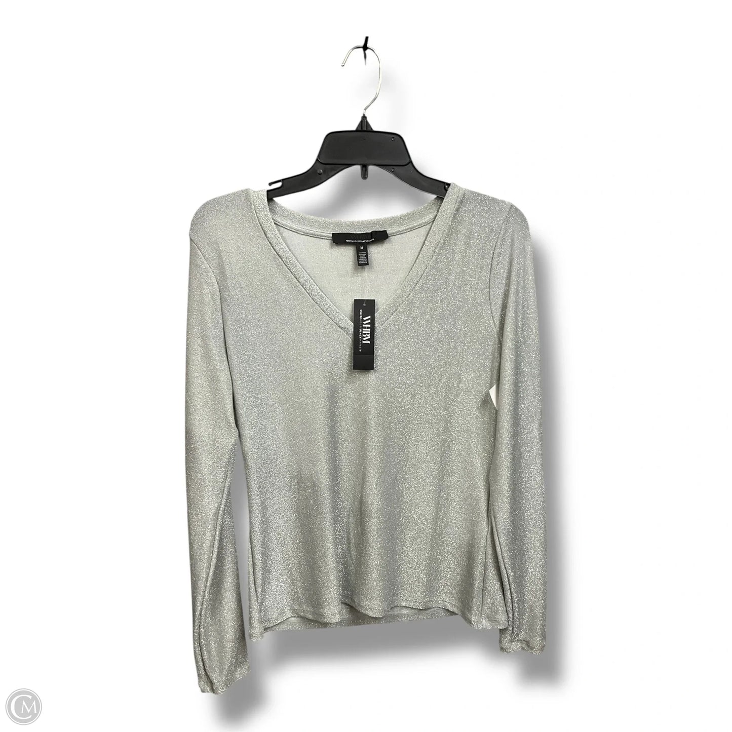 Top Long Sleeve By White House Black Market In Silver, Size: M