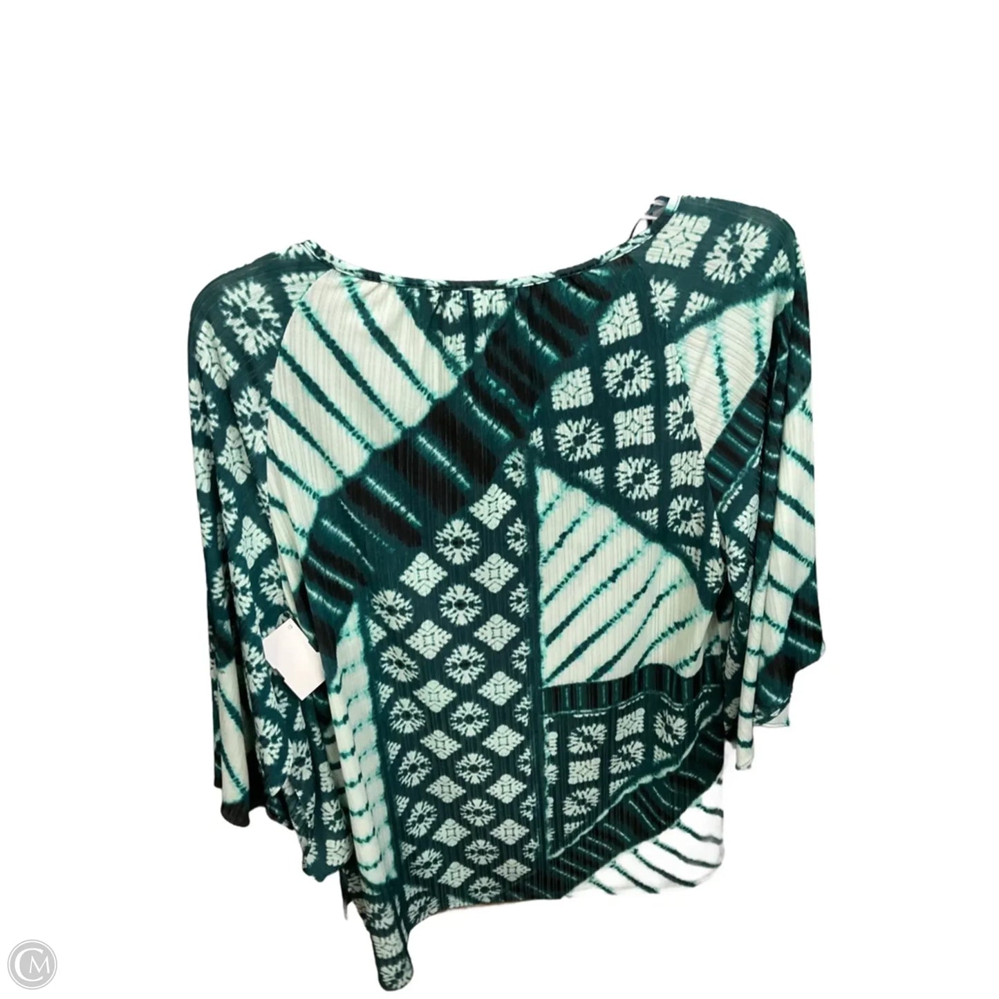 Top 3/4 Sleeve By Dana Buchman In Green & White, Size: M