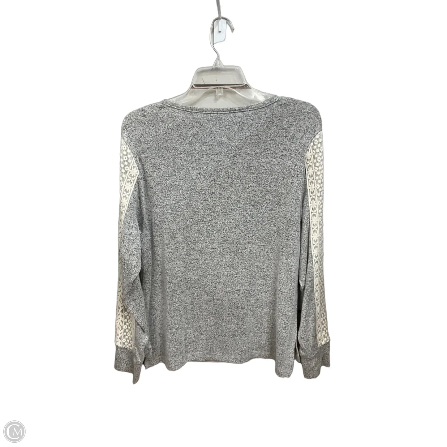 Top Long Sleeve By Flora Nikrooz In Grey & White, Size: S