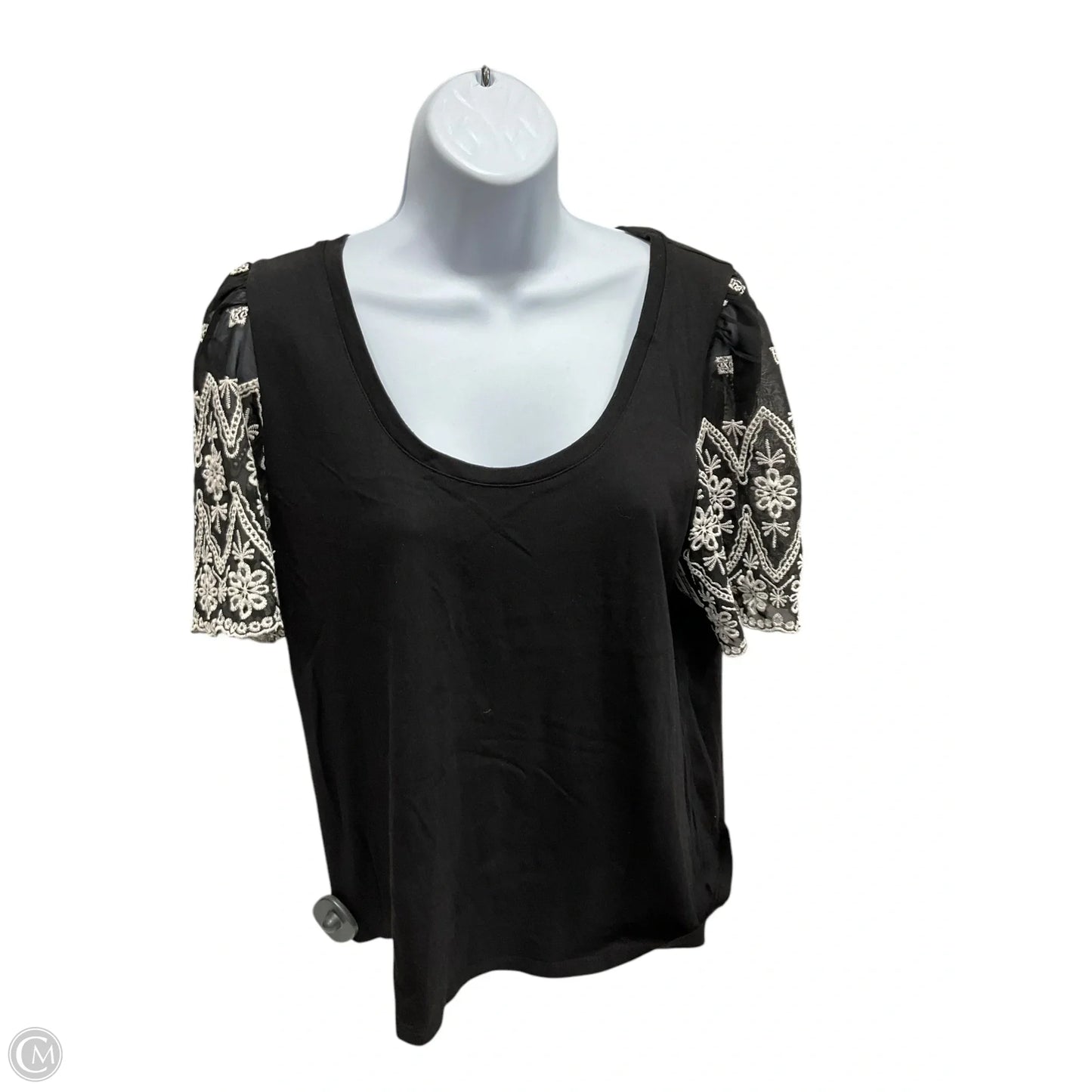 Top Short Sleeve Basic By Boston Proper In Black & White, Size: L