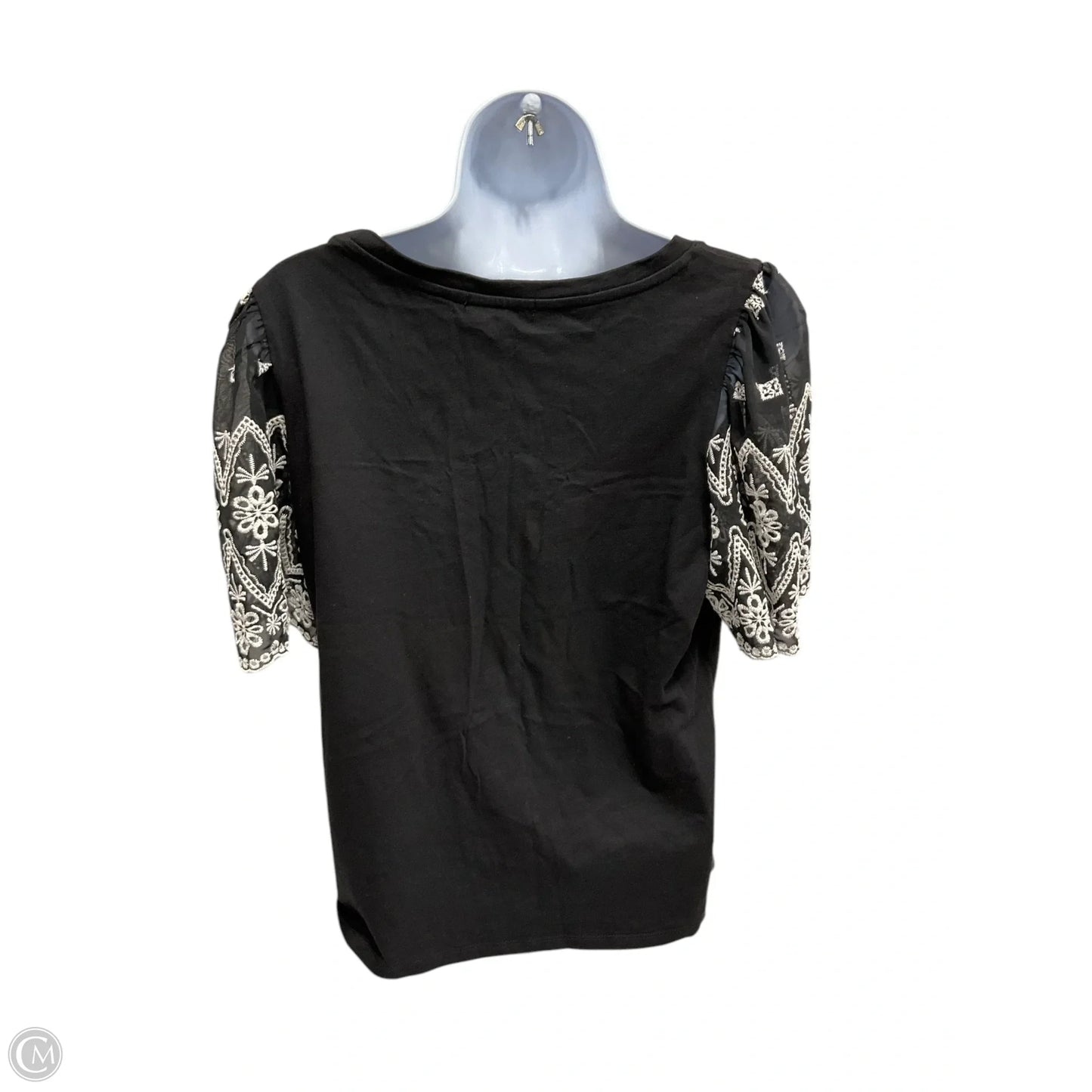 Top Short Sleeve Basic By Boston Proper In Black & White, Size: L