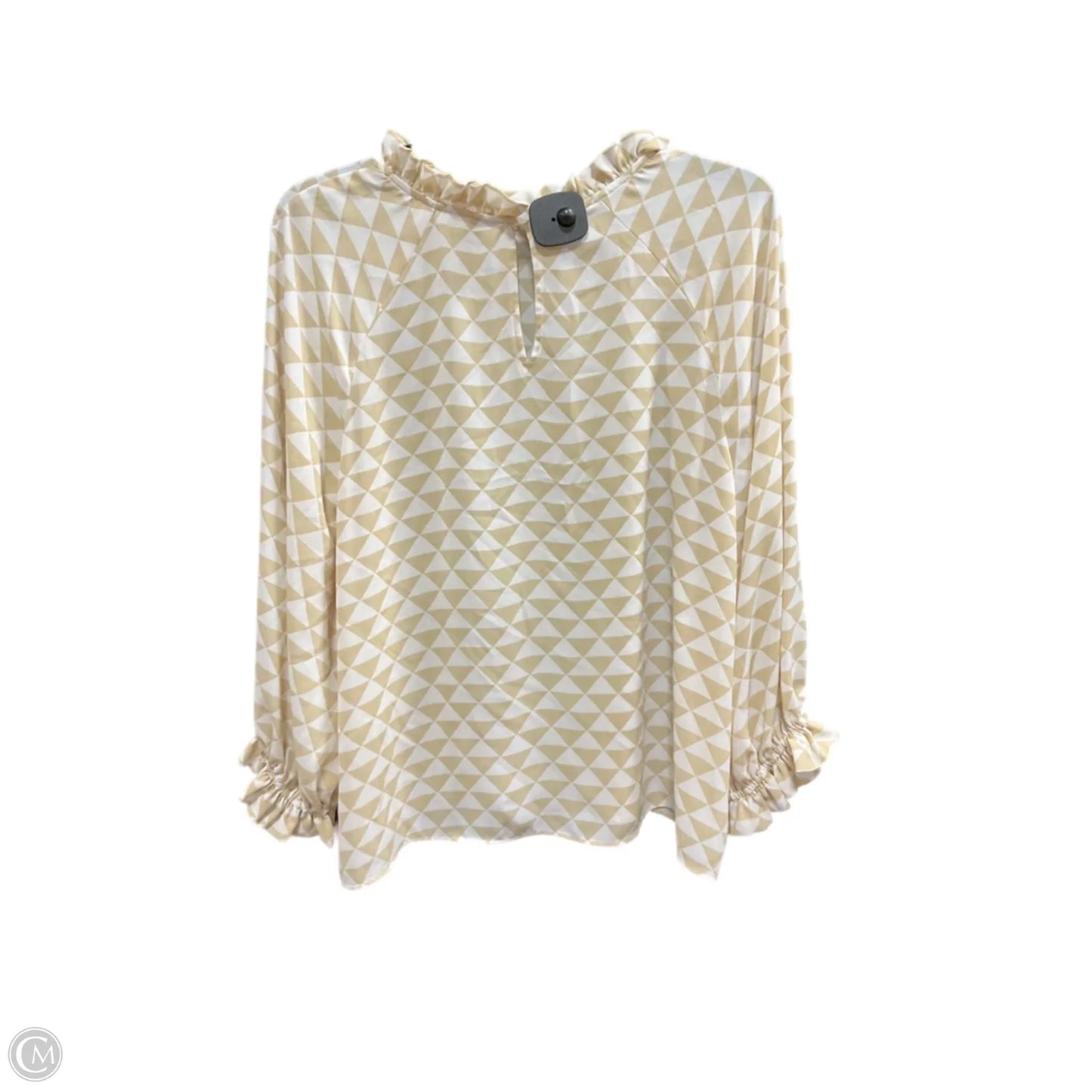 Top 3/4 Sleeve By Worthington In Tan & White, Size: Xxl
