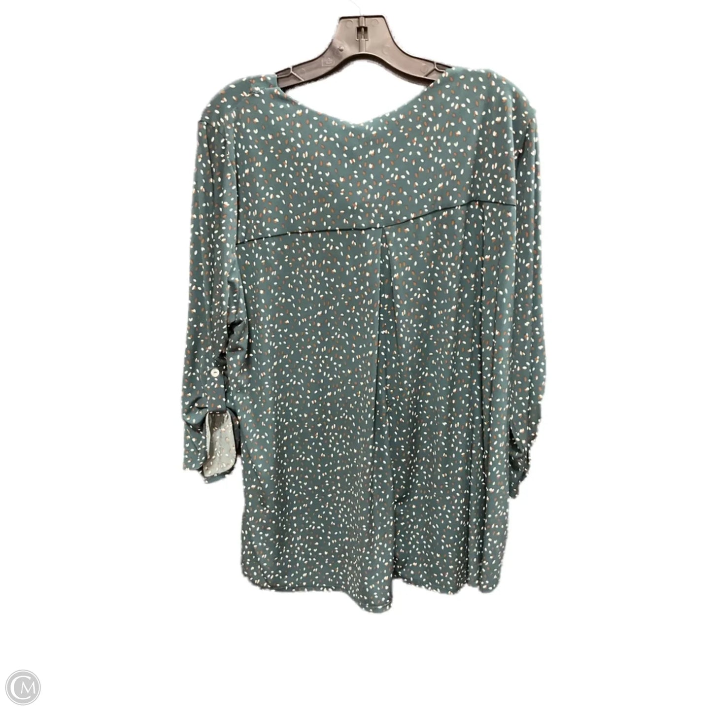 Top 3/4 Sleeve By Clothes Mentor In Green & Tan, Size: 3x