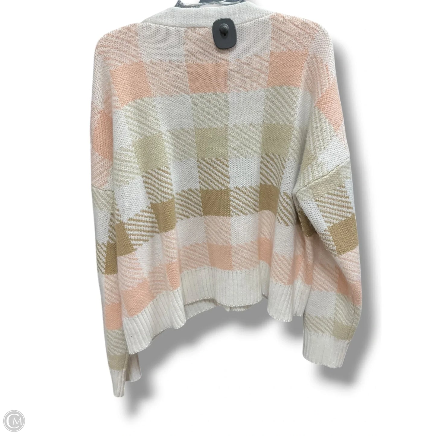 Sweater Cardigan By C Est. 1946 In Orange & Tan, Size: Xl