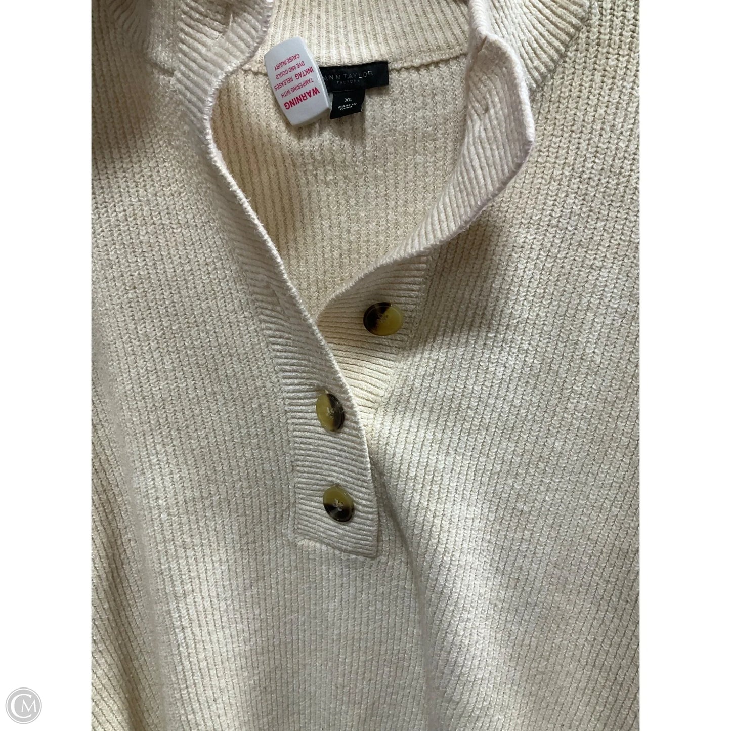 Cardigan By Ann Taylor In Cream, Size: Xl