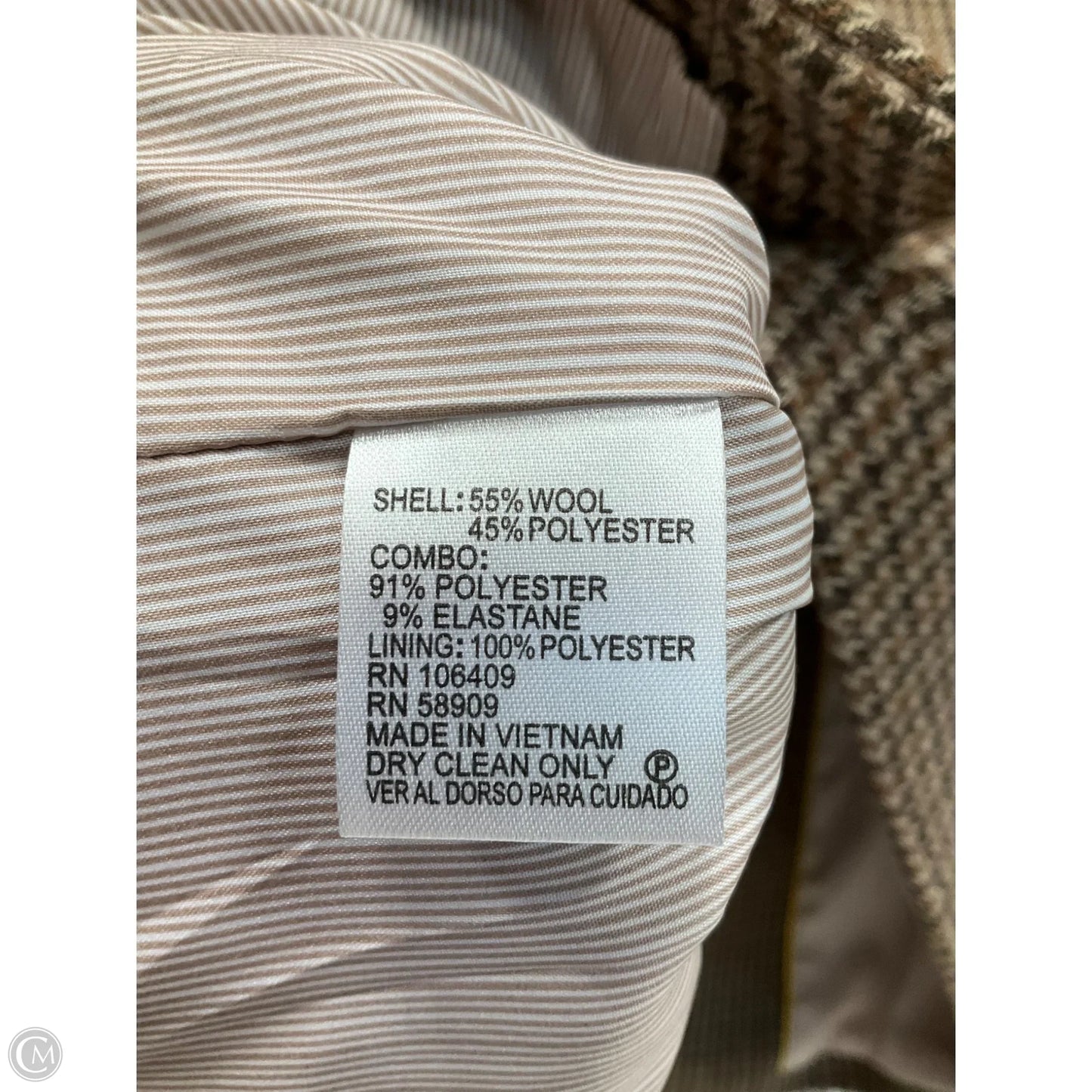 Blazer By Cremieux In Brown & Cream, Size: 12