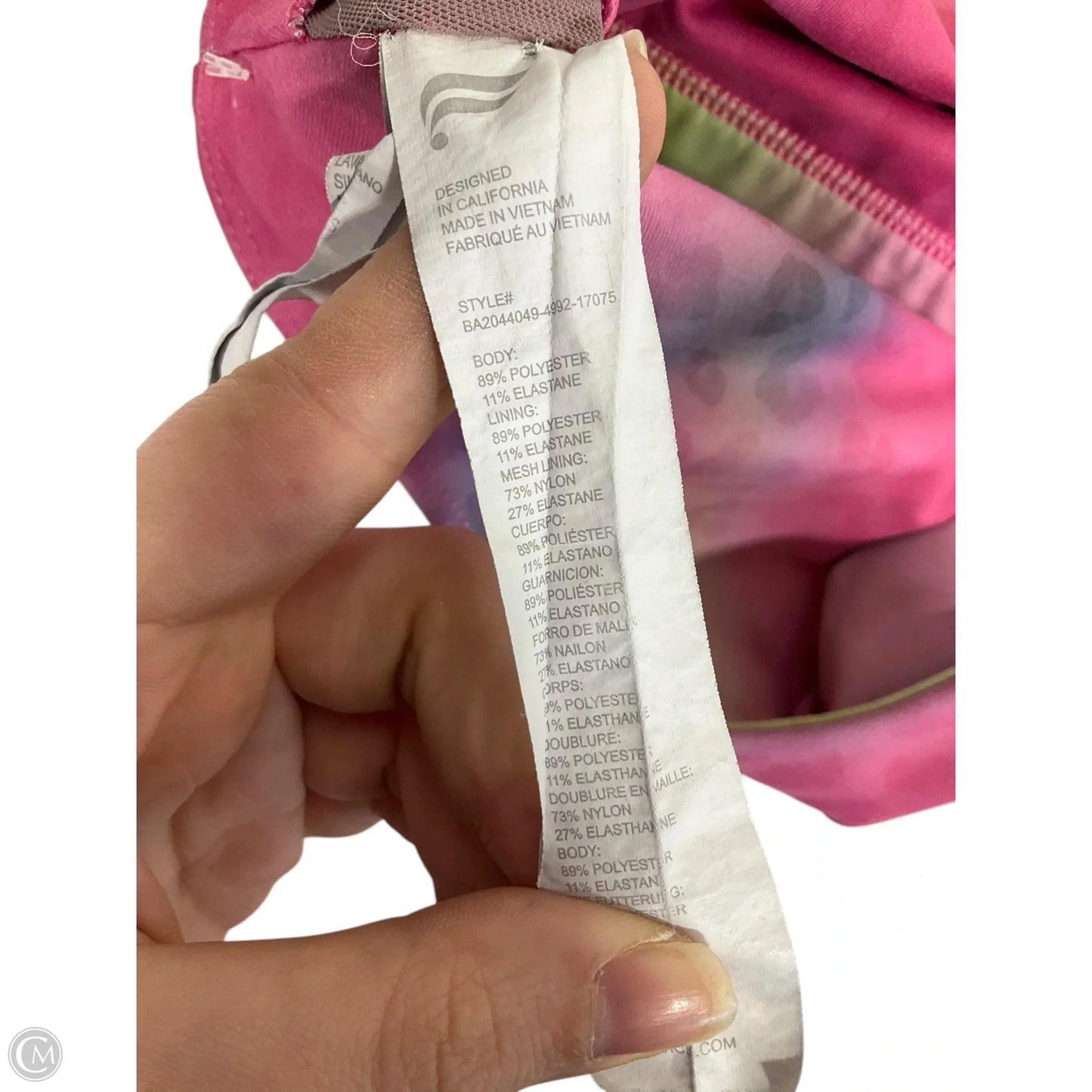 Athletic Bra By Fabletics In Rainbow Print, Size: 1x