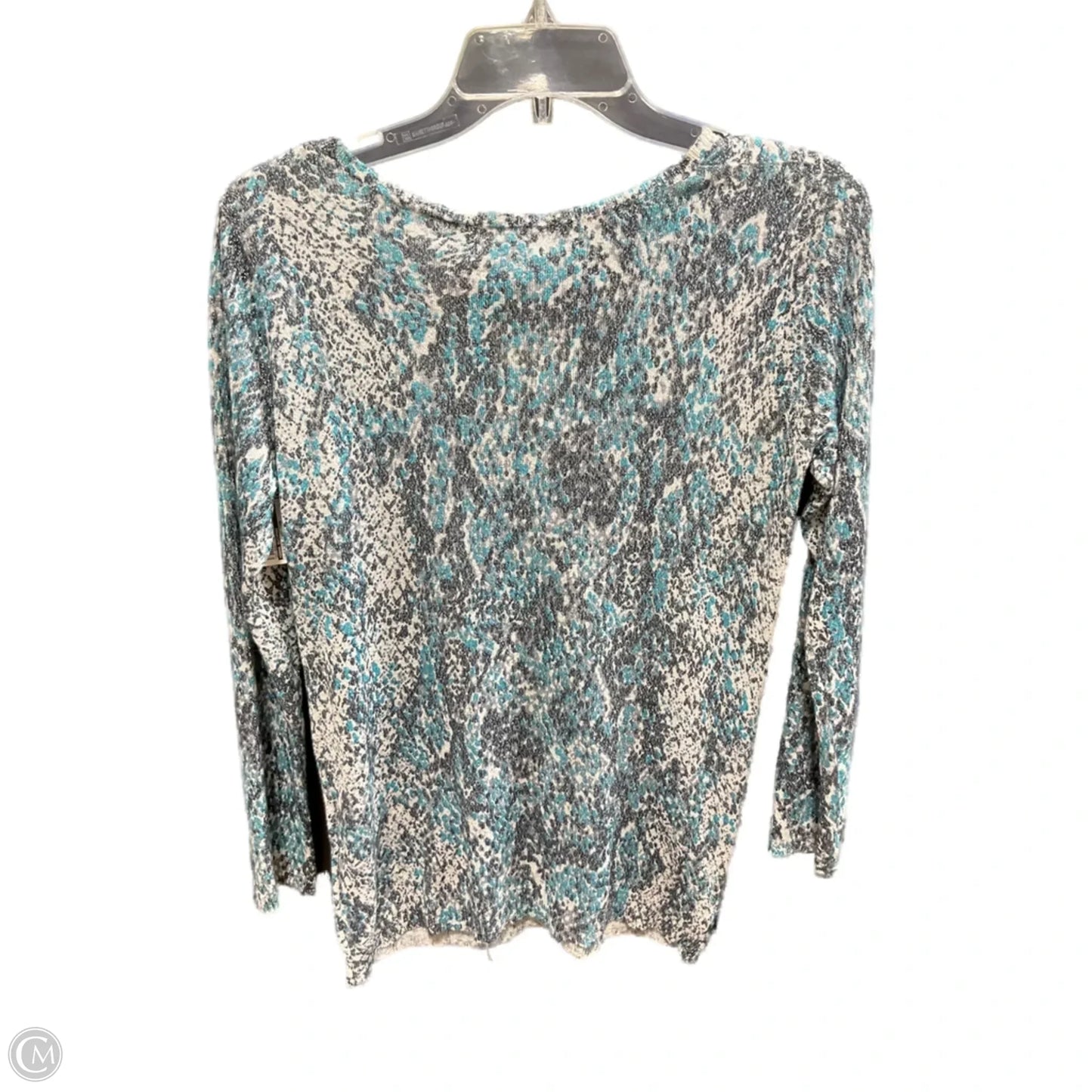 Sweater Cardigan By Dana Buchman In Blue & Silver, Size: S