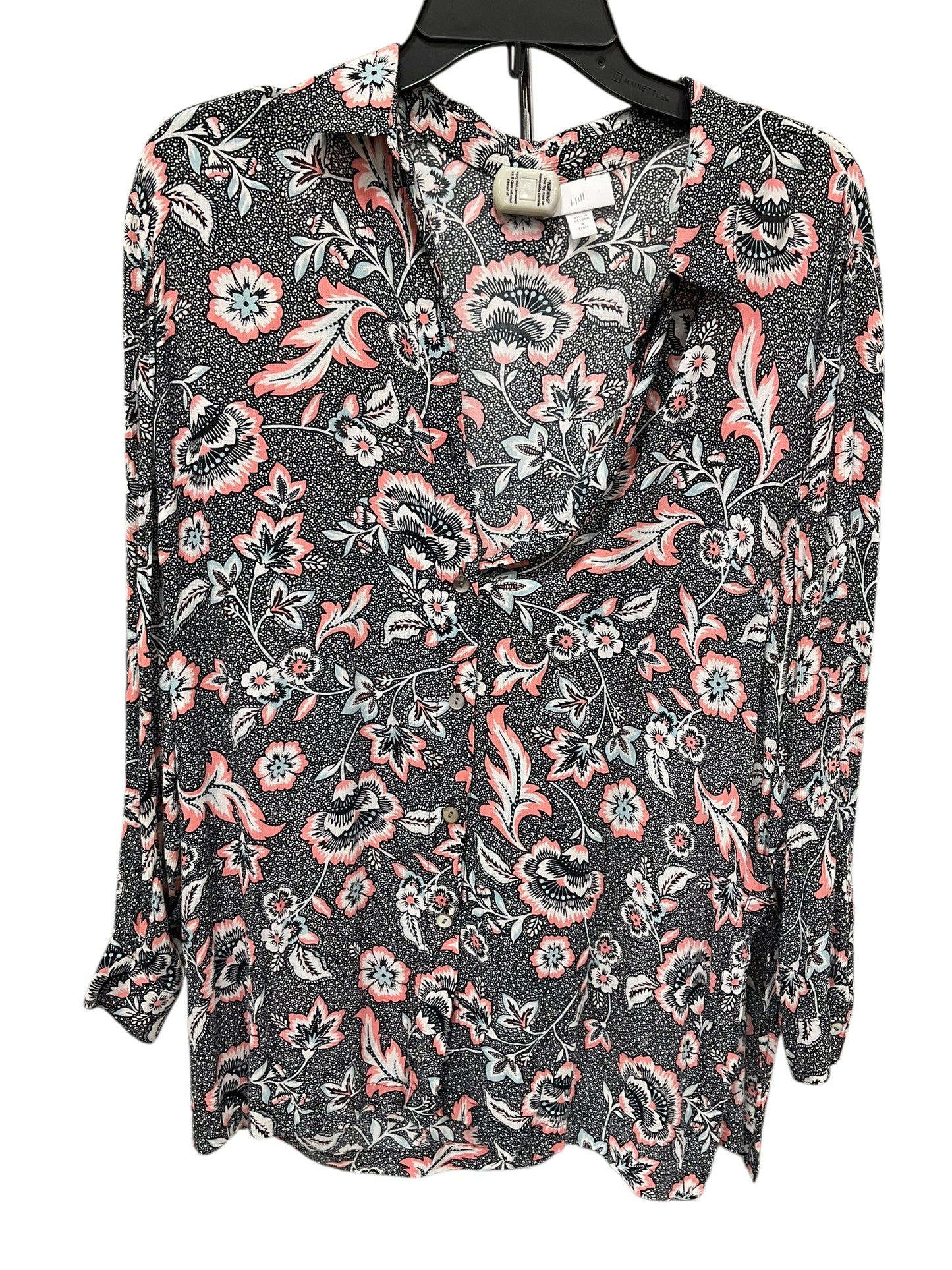 Blouse Long Sleeve By J. Jill In Floral Print, Size: Petite M