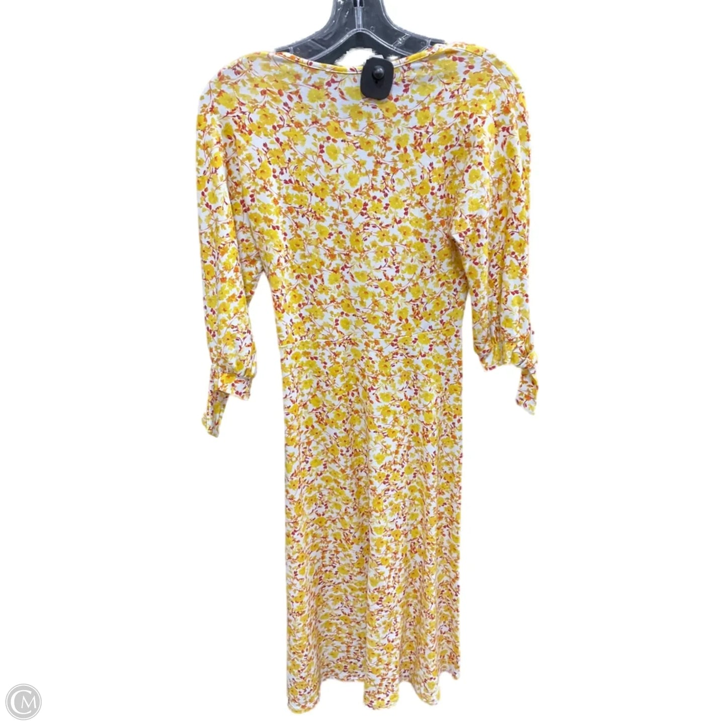 Dress Casual Midi By Amour In White & Yellow, Size: Xs