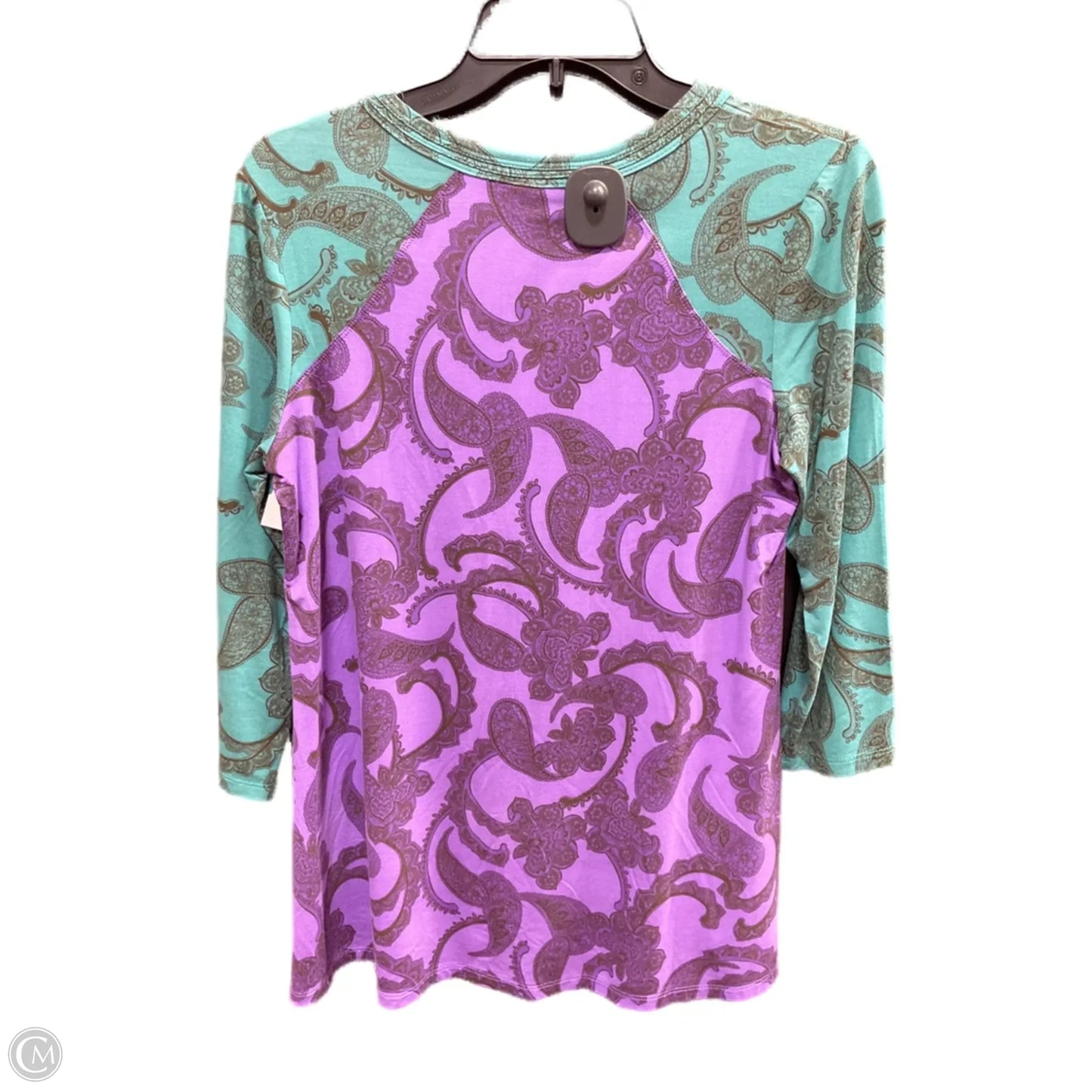 Top Long Sleeve By Logo In Blue & Green, Size: S