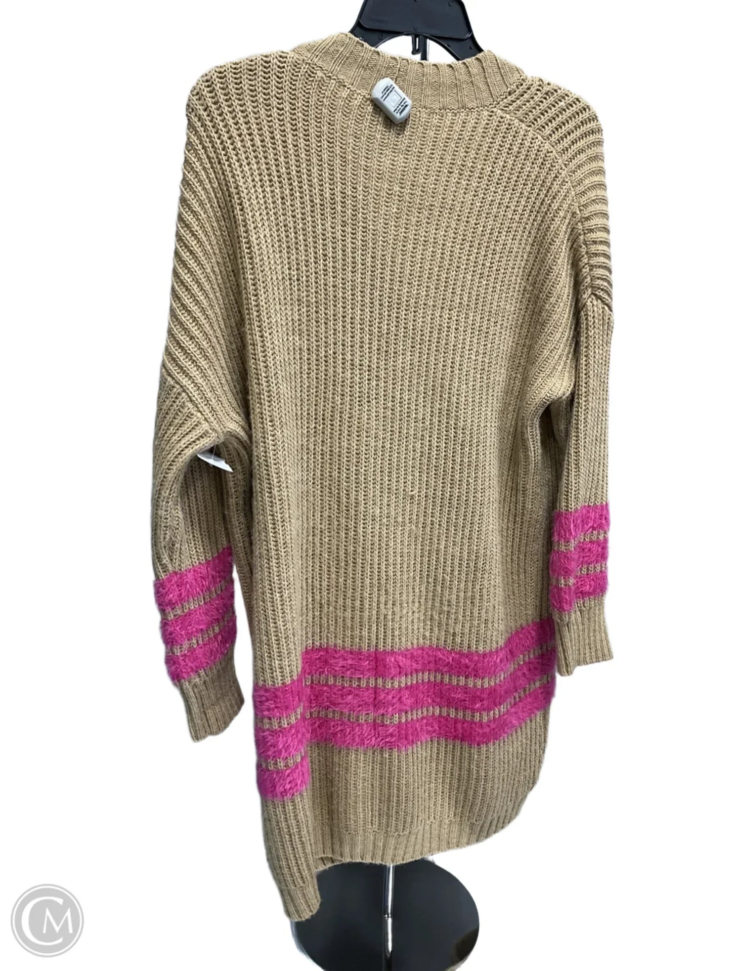 Sweater Cardigan By Clothes Mentor In Pink & Tan, Size: M