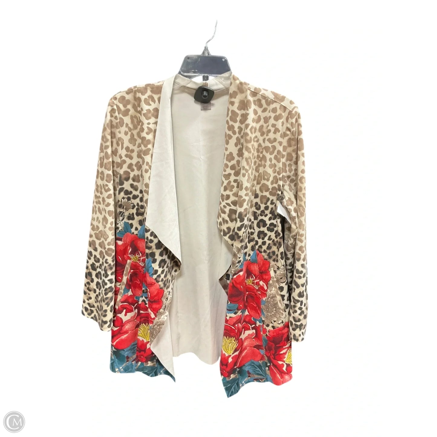 Sweater Cardigan By Chicos In Leopard Print, Size: M