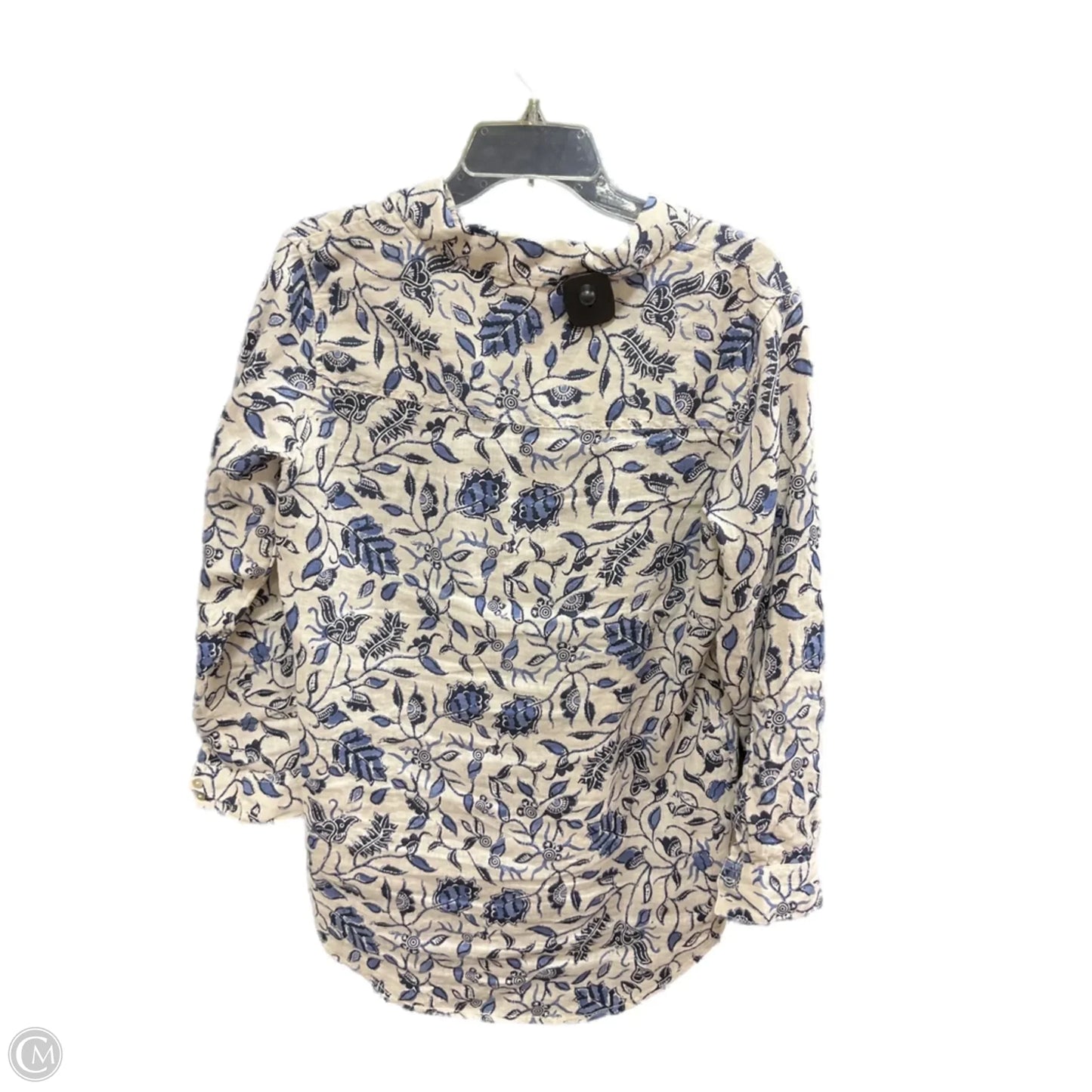 Blouse Long Sleeve By Rachel Zoe In Blue & Cream, Size: S
