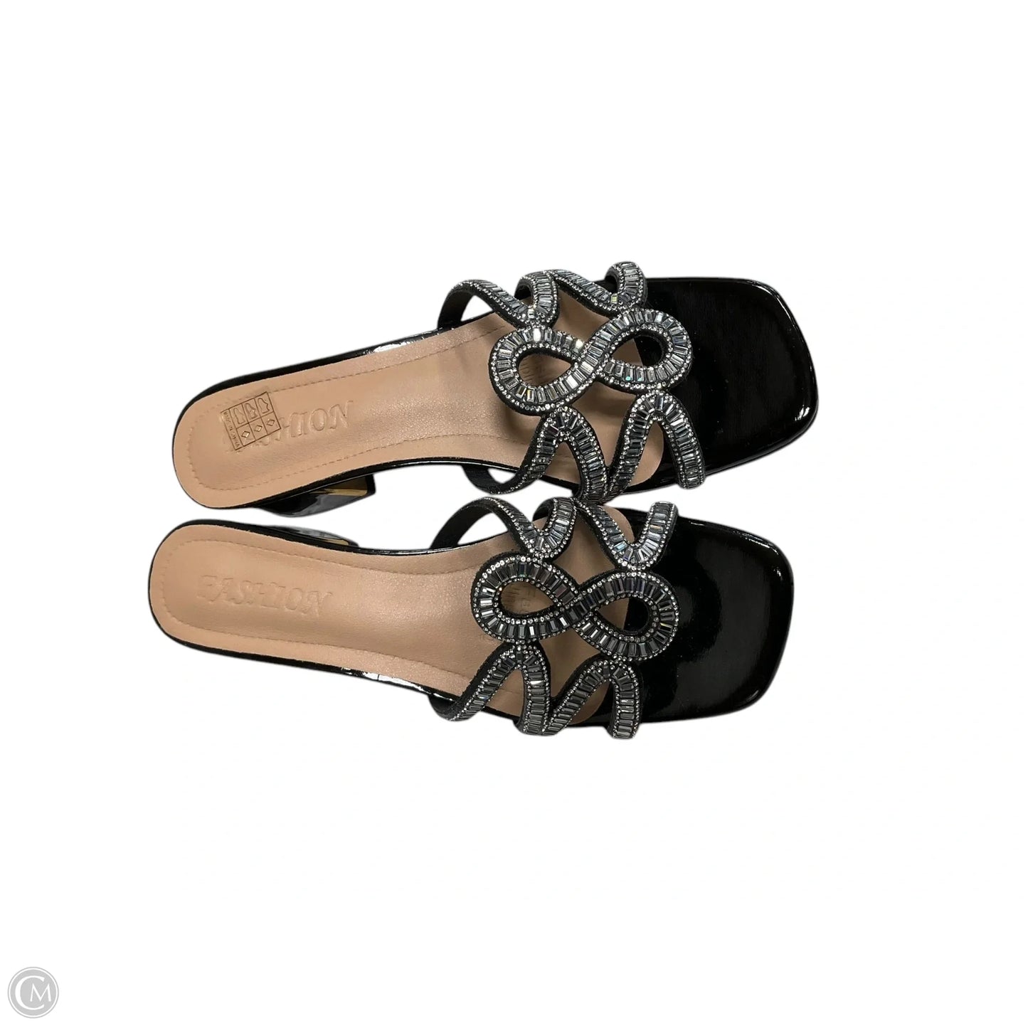 Shoes Heels Block By Clothes Mentor In Black & Gold, Size: 7.5