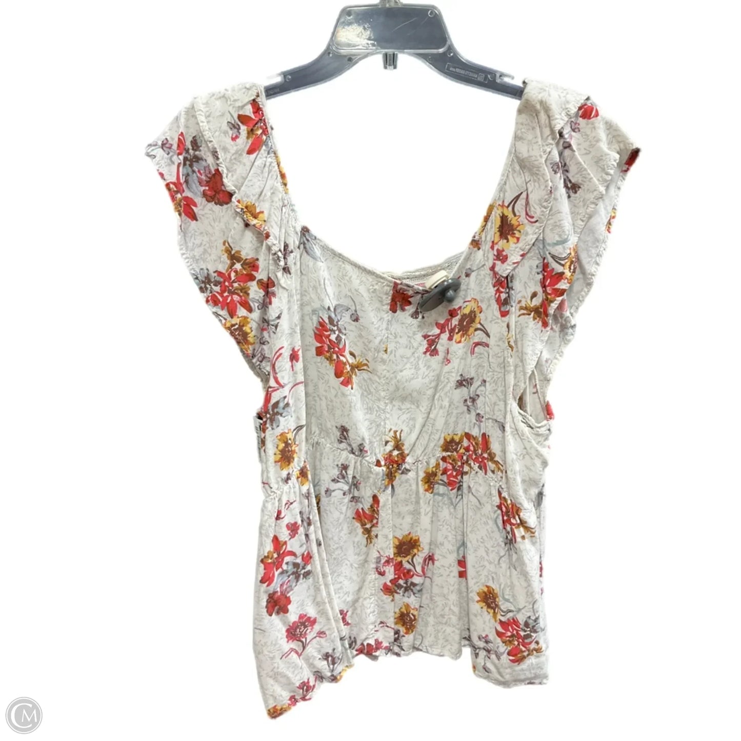 Top Short Sleeve By Maurices In Grey & Pink, Size: 1x