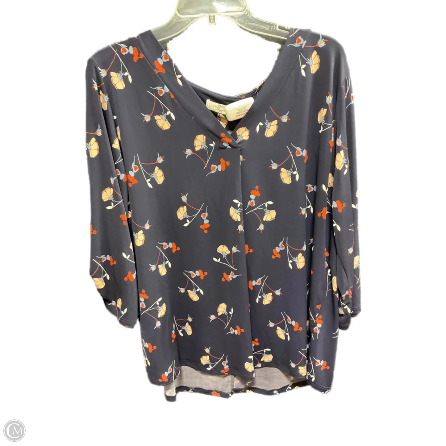 Top 3/4 Sleeve By Clothes Mentor In Blue & Orange, Size: 2x