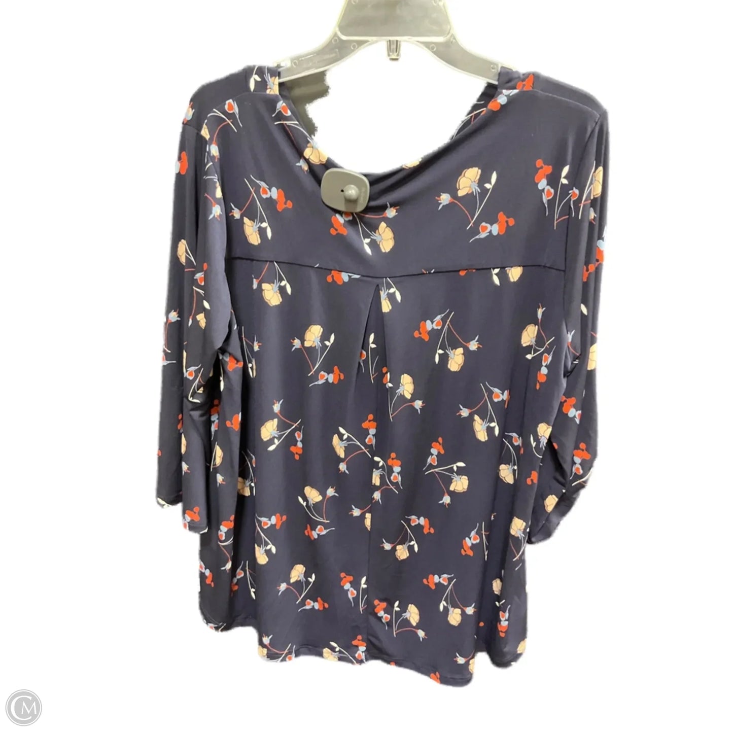 Top 3/4 Sleeve By Clothes Mentor In Blue & Orange, Size: 2x