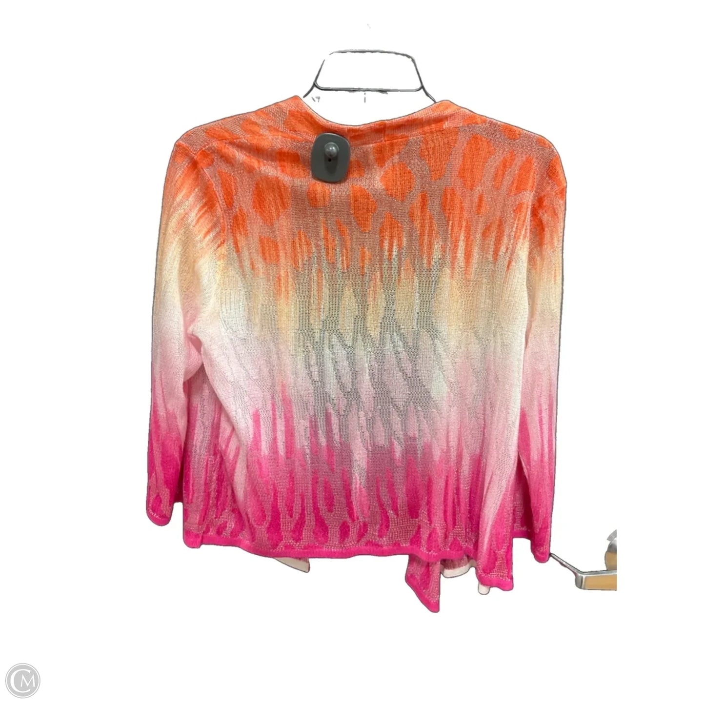 Sweater Cardigan By Chicos In Orange & Pink, Size: M