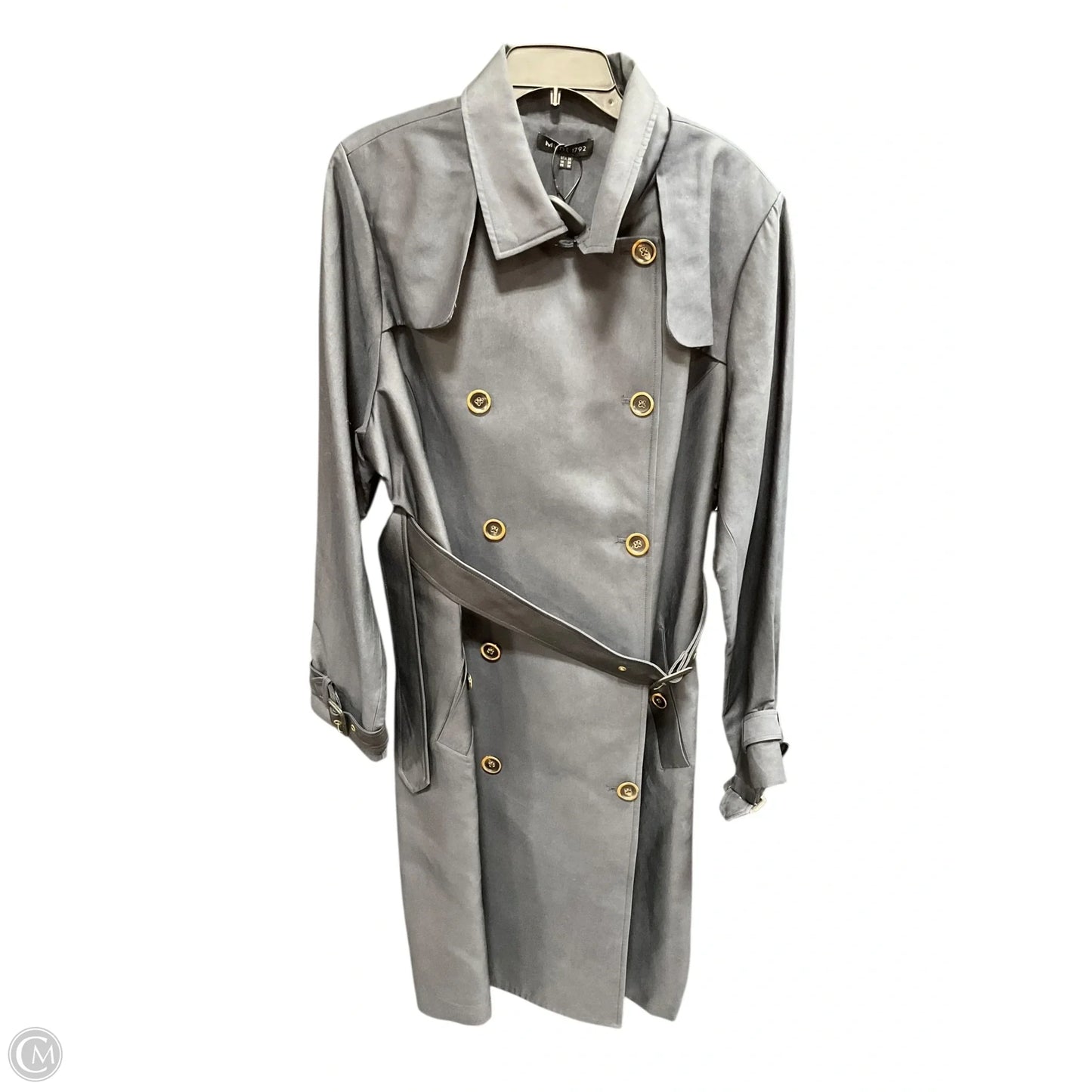 Coat Trench Coat By Clothes Mentor In Blue, Size: 3x
