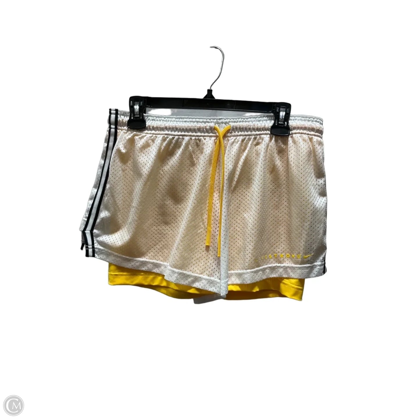 Athletic Shorts By Nike Apparel In White & Yellow, Size: L