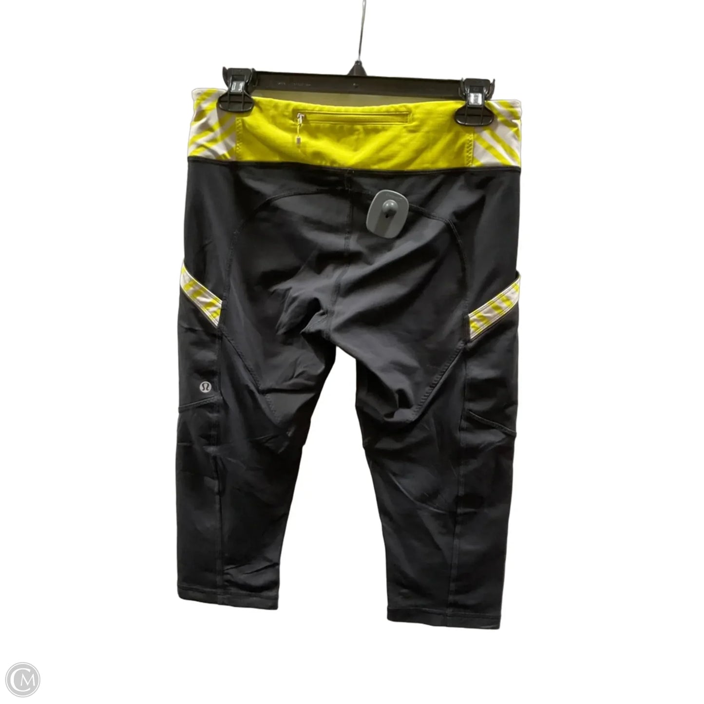 Athletic Capris By Lululemon In Black & Yellow, Size: 8