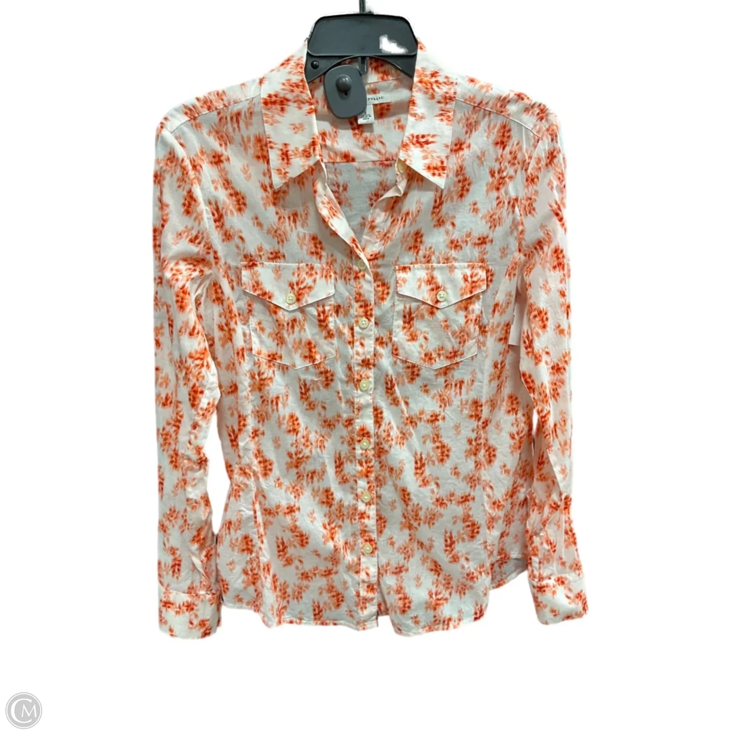 Blouse Long Sleeve By Banana Republic In Orange, Size: S