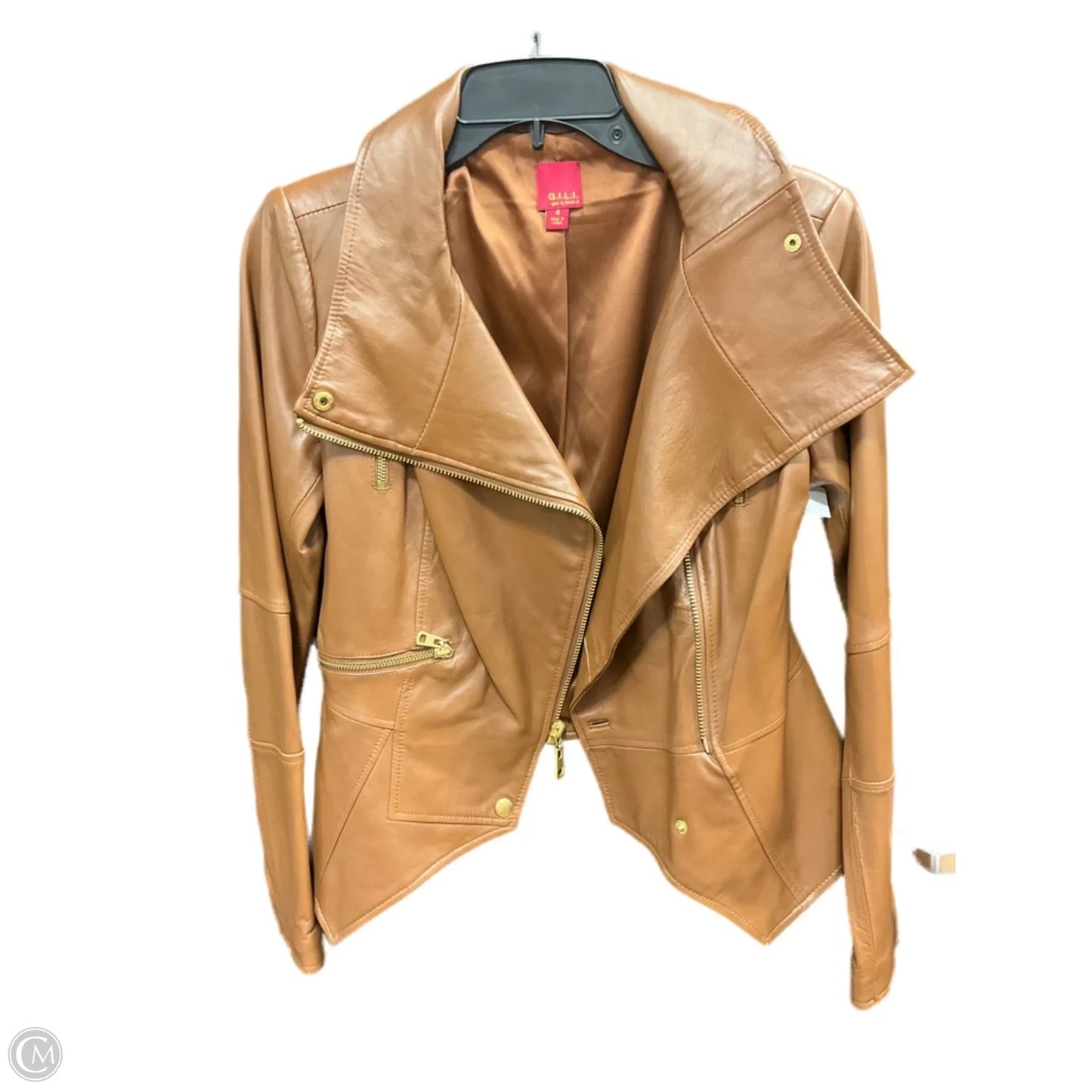 Jacket Leather By Clothes Mentor In Orange, Size: Xs