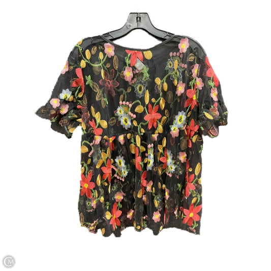 Top Short Sleeve By Shein In Floral Print, Size: 2x