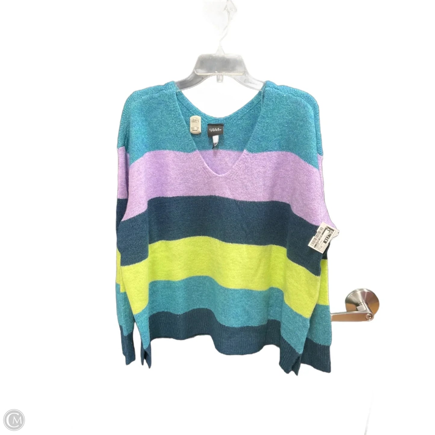 Sweater By Clothes Mentor In Green & Purple, Size: 2x