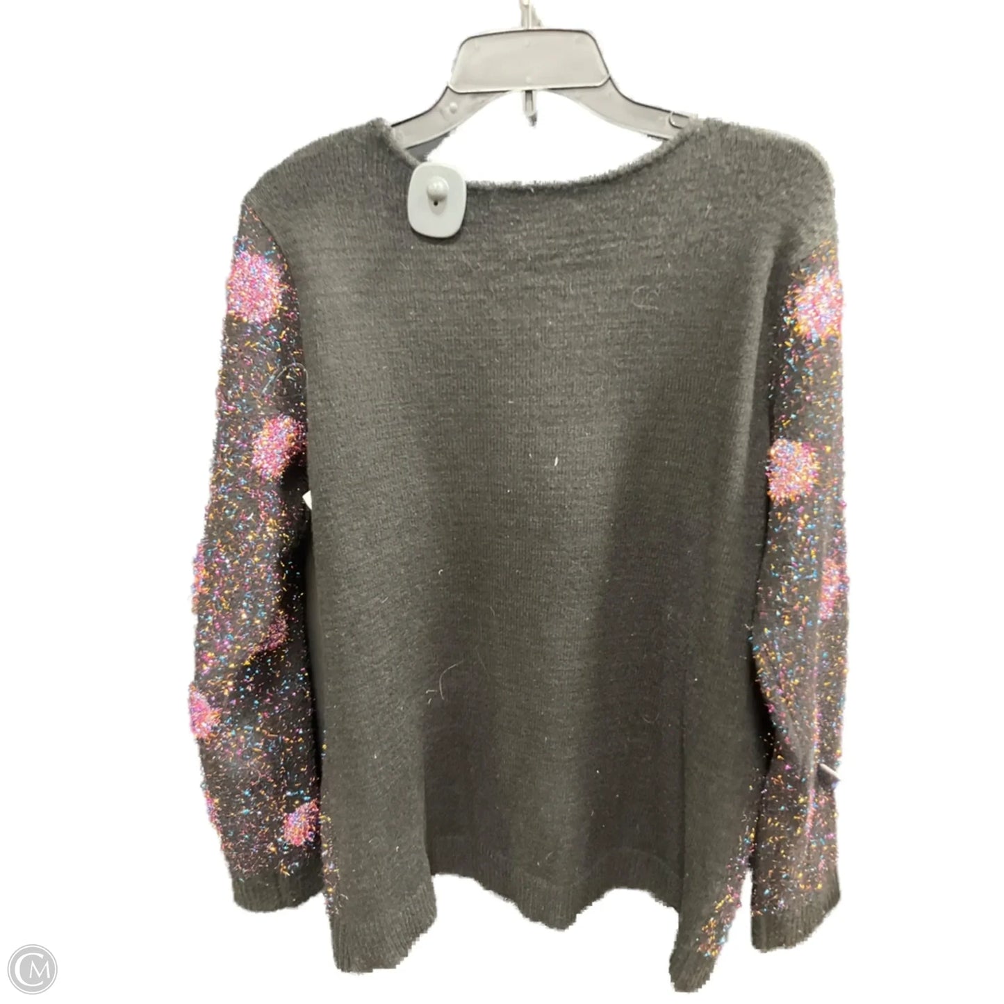 Sweater By Apt 9 In Black & Pink, Size: L