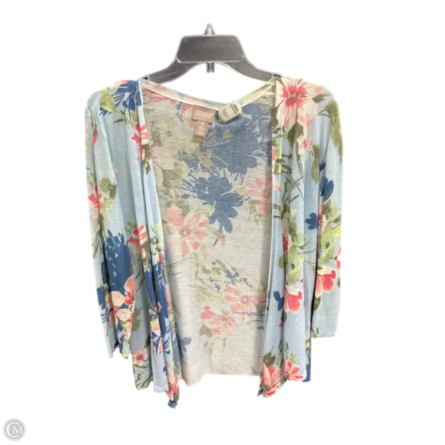 Cardigan By Chicos In Floral Print, Size: L