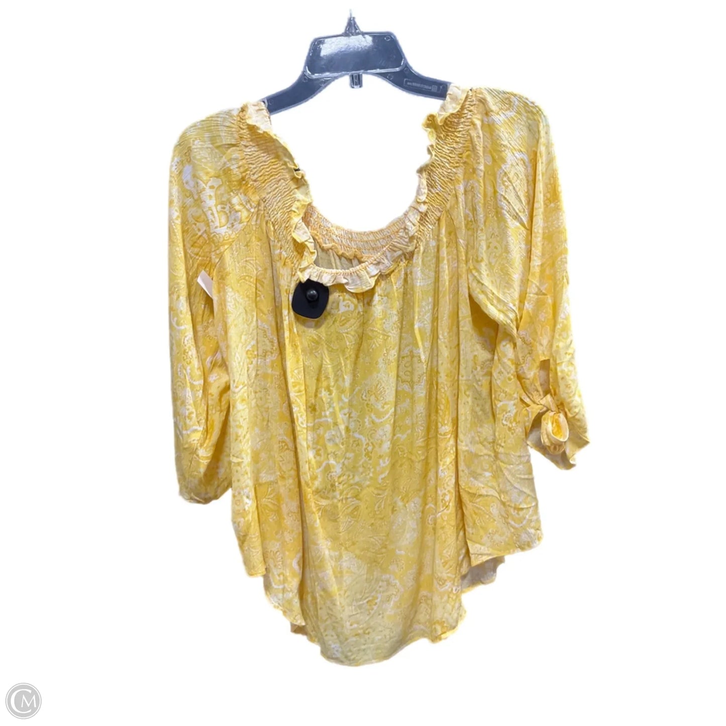 Top 3/4 Sleeve By Michael By Michael Kors In Yellow, Size: Xxl