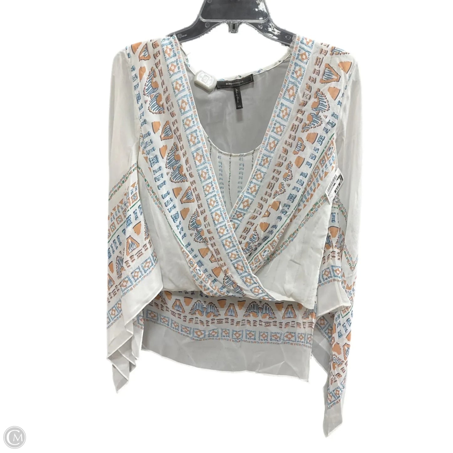 Top Long Sleeve By Bcbgmaxazria In White, Size: Xs