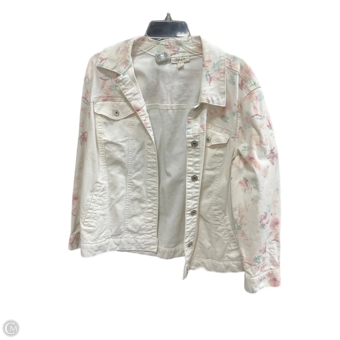 Jacket Denim By Style And Company In Floral Print, Size: L