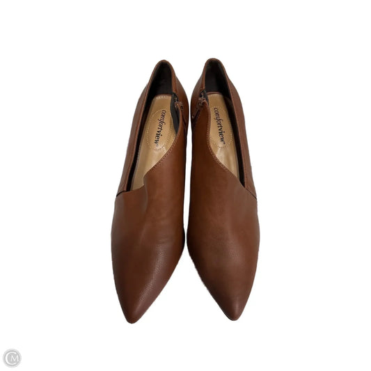 Boots Ankle Heels By Comfortview In Brown, Size: 11