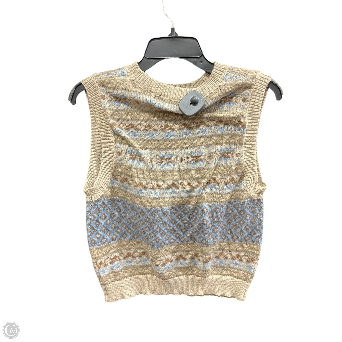 Vest Sweater By Cider In Blue & Tan, Size: S
