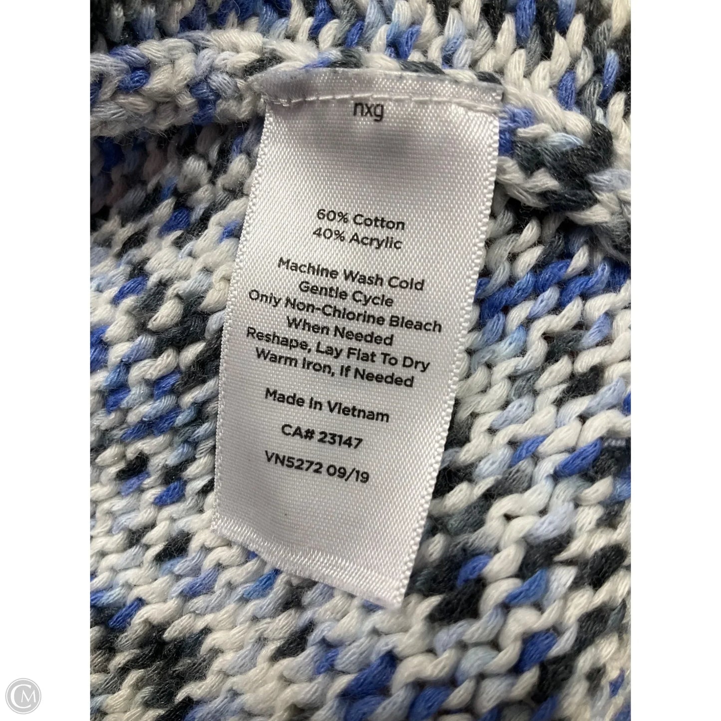 Sweater By Talbots In Blue & White, Size: 2x