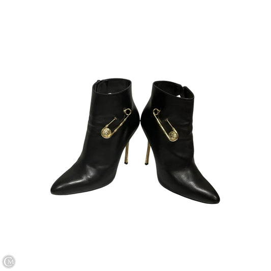 Boots Luxury Designer By Versace In Black, Size: 8