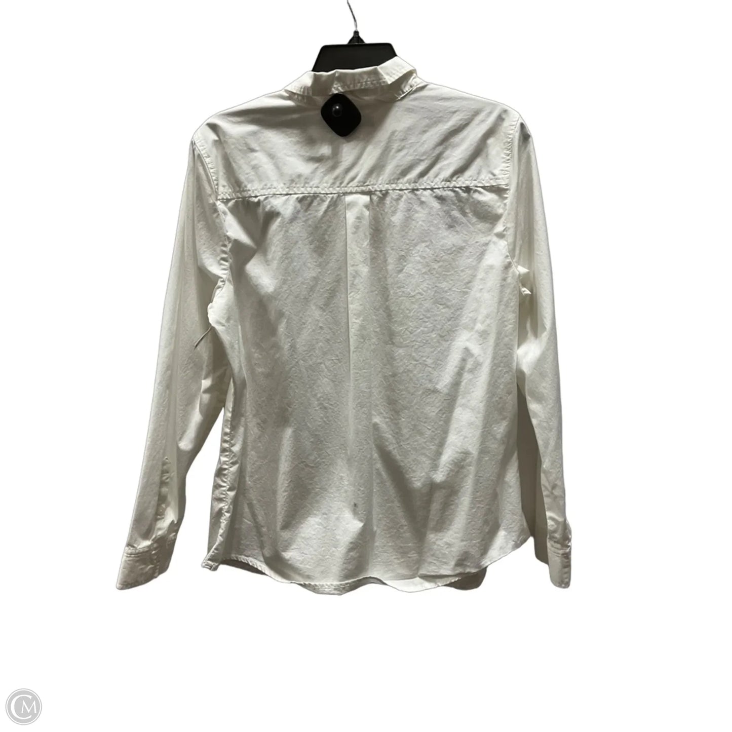 Blouse Long Sleeve By Banana Republic In White, Size: L