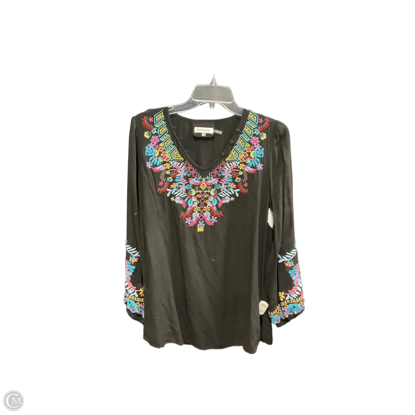 Top Long Sleeve By Paparazzi In Black, Size: S