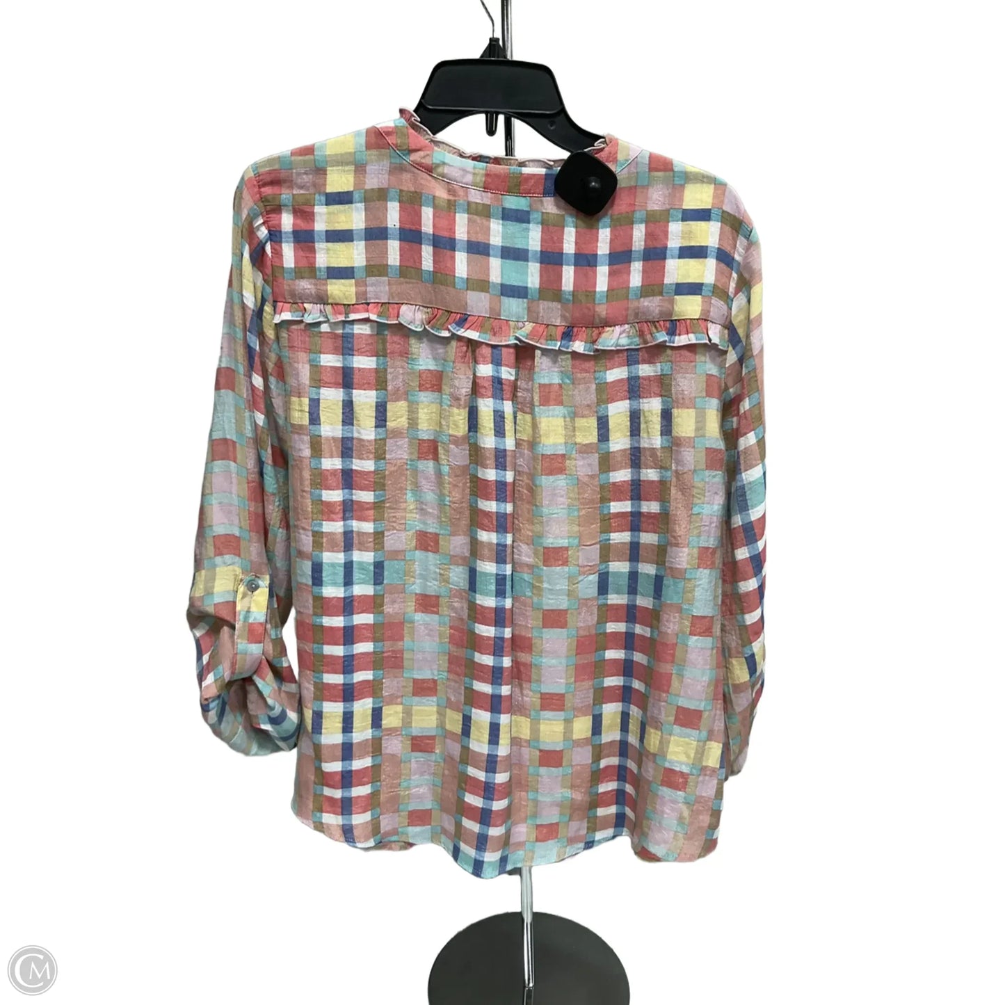 Top Long Sleeve By Zac And Rachel In Plaid Pattern, Size: L