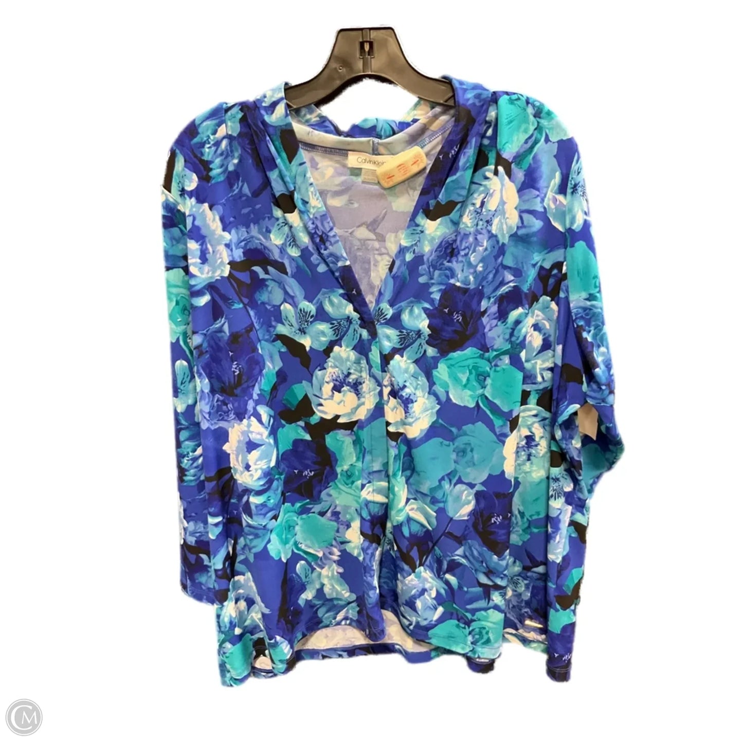 Top Long Sleeve By Calvin Klein In Blue, Size: 2x