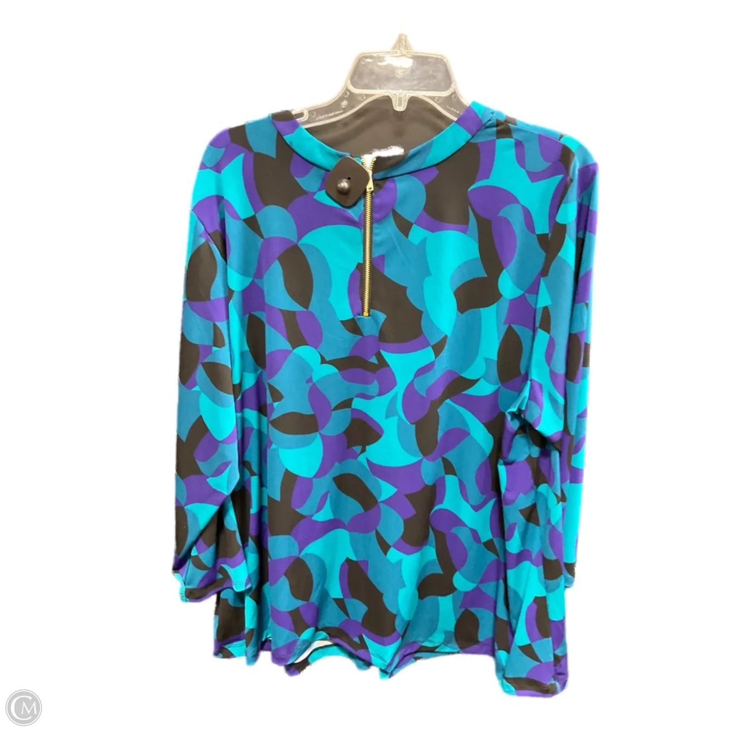 Top Long Sleeve By Liz Claiborne In Blue & Purple, Size: 2x