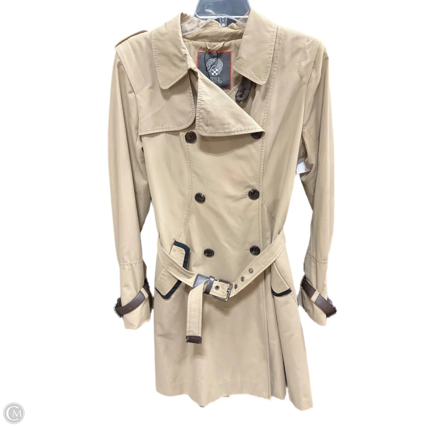 Coat Trench Coat By Vince Camuto In Beige, Size: L