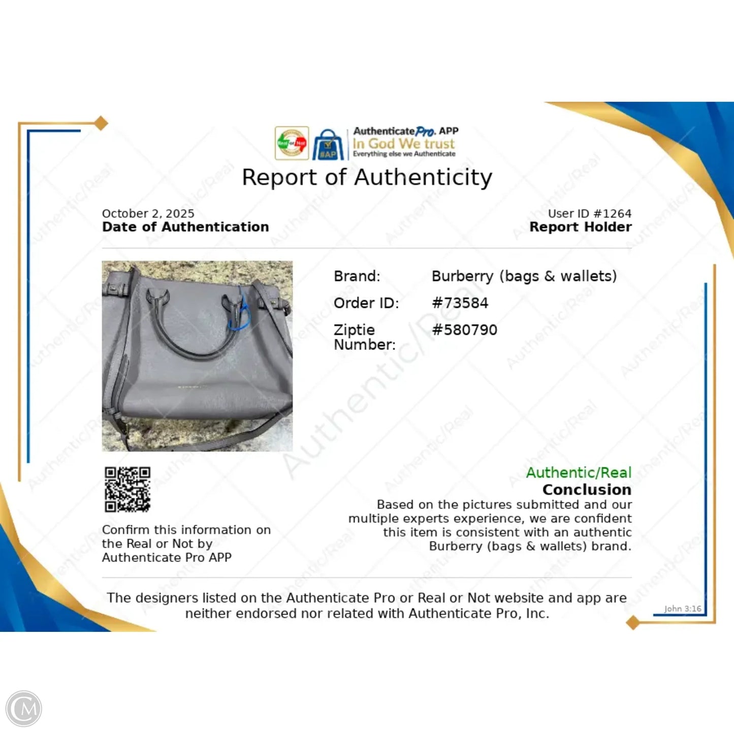 Handbag Luxury Designer By Burberry, Size: Medium