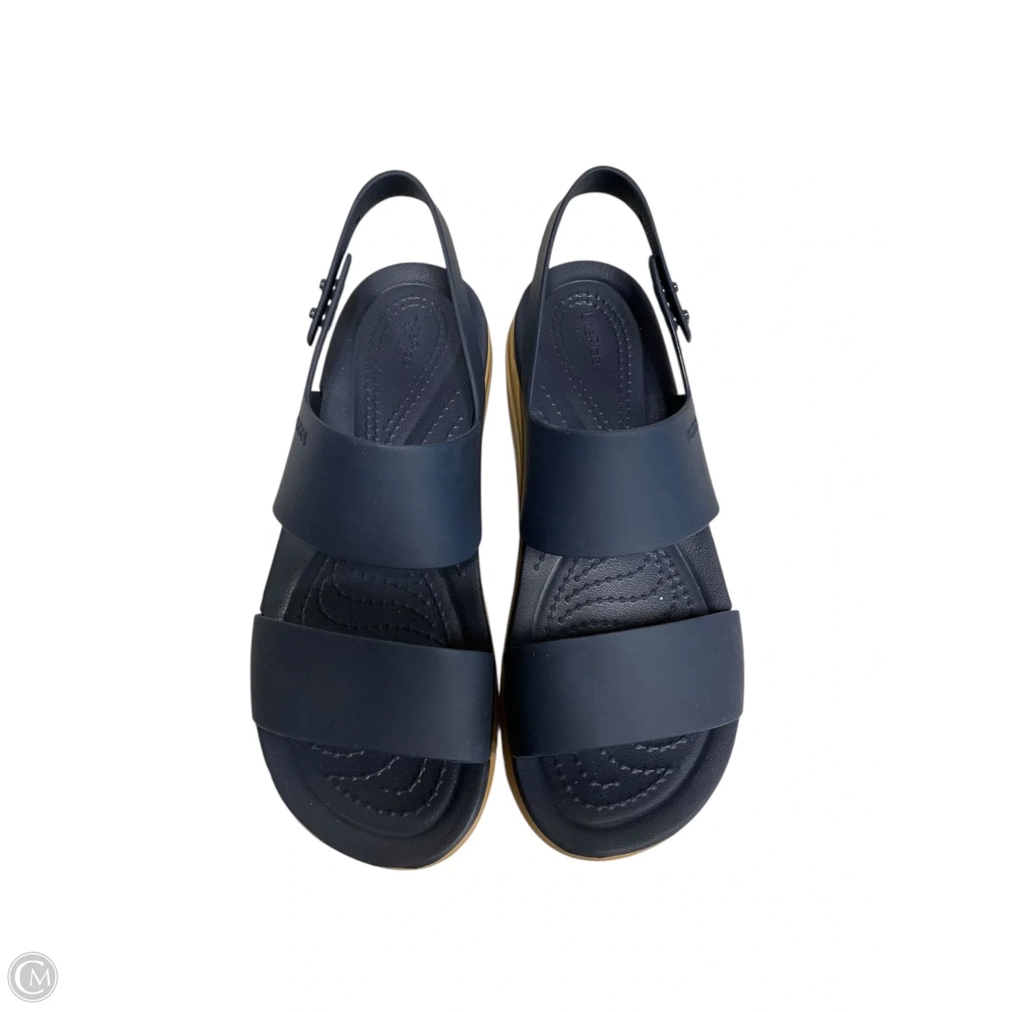 Sandals Heels Platform By Crocs In Navy, Size: 6