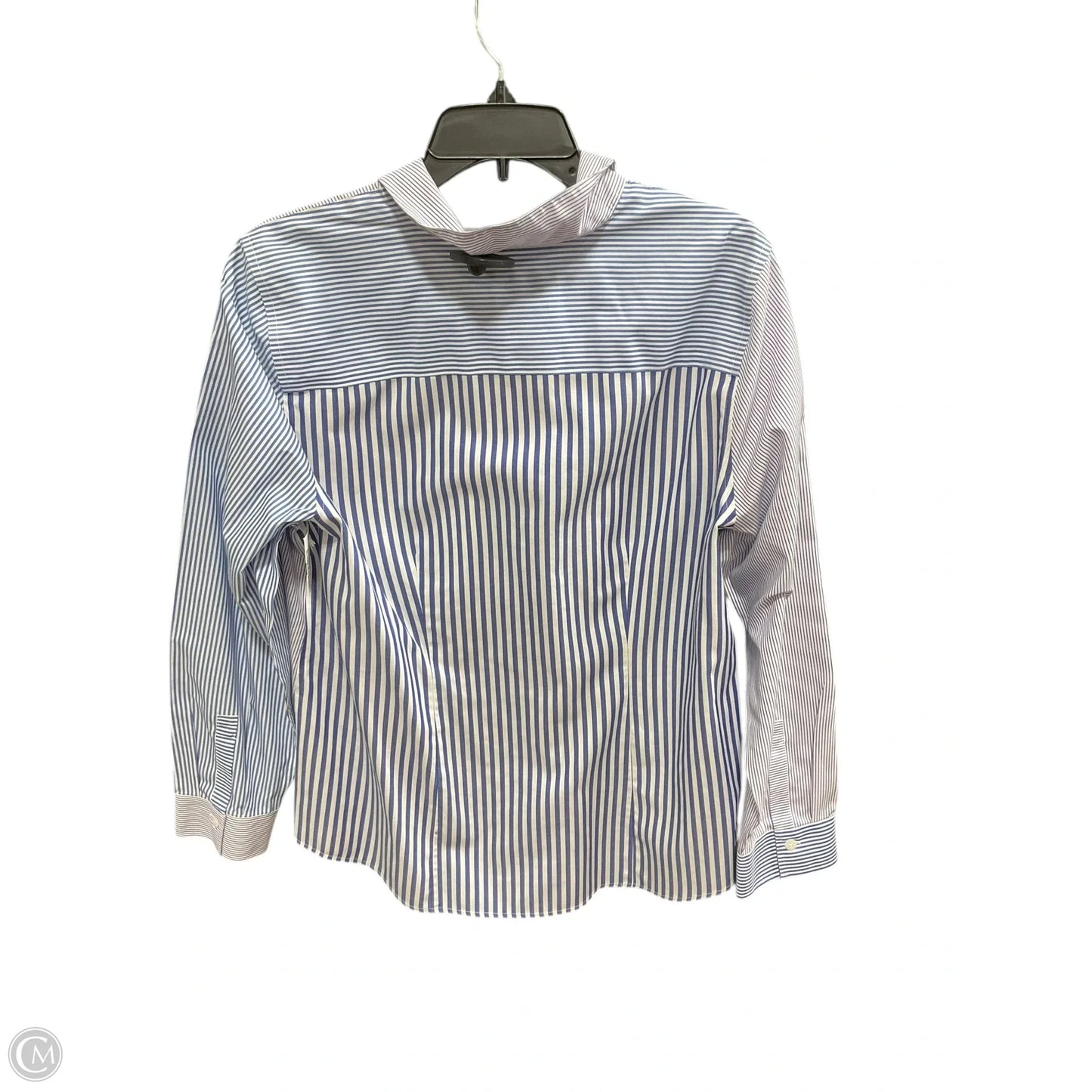 Blouse Long Sleeve By Chicos In Striped Pattern, Size: L