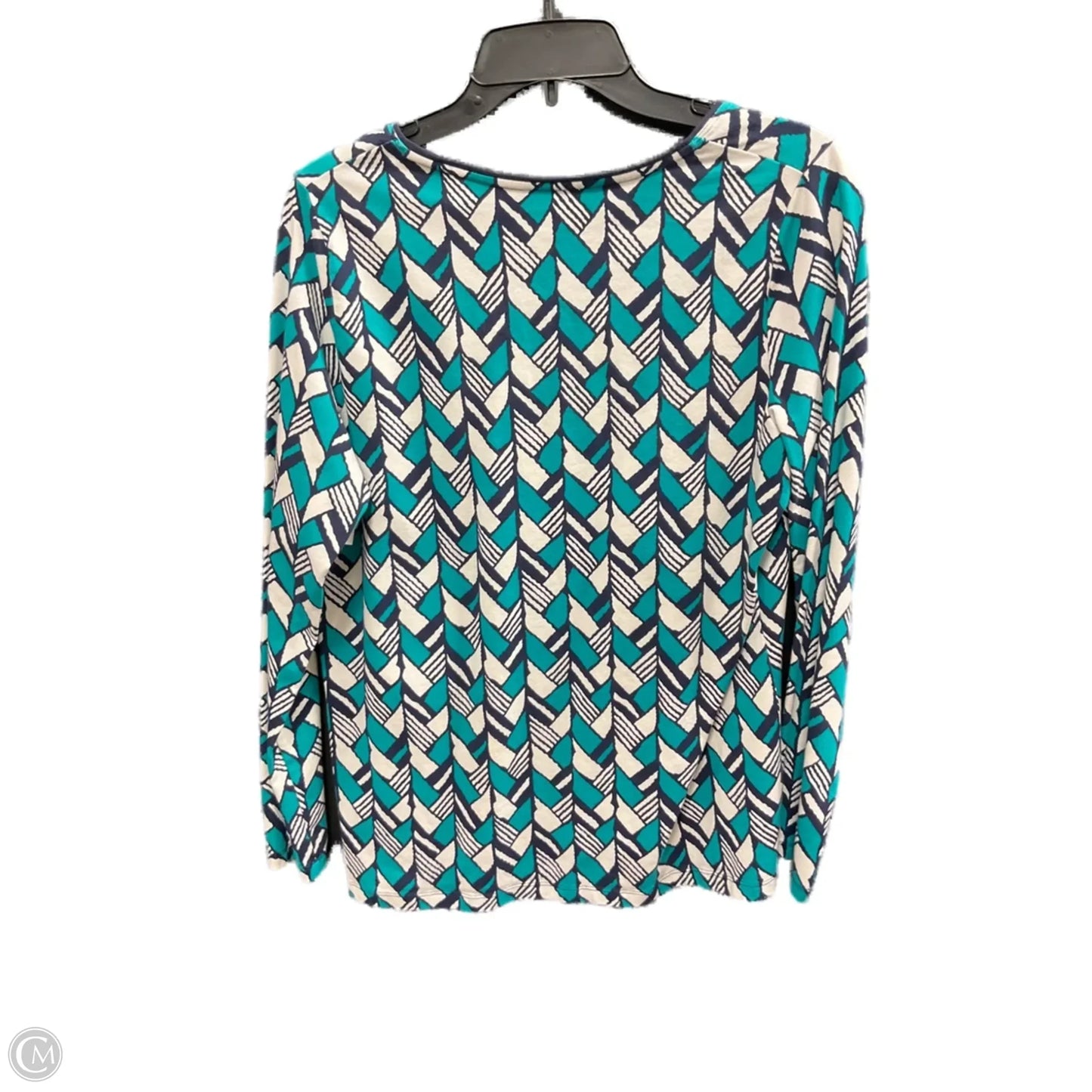 Top Long Sleeve By Kim Rogers In Blue & Green, Size: L