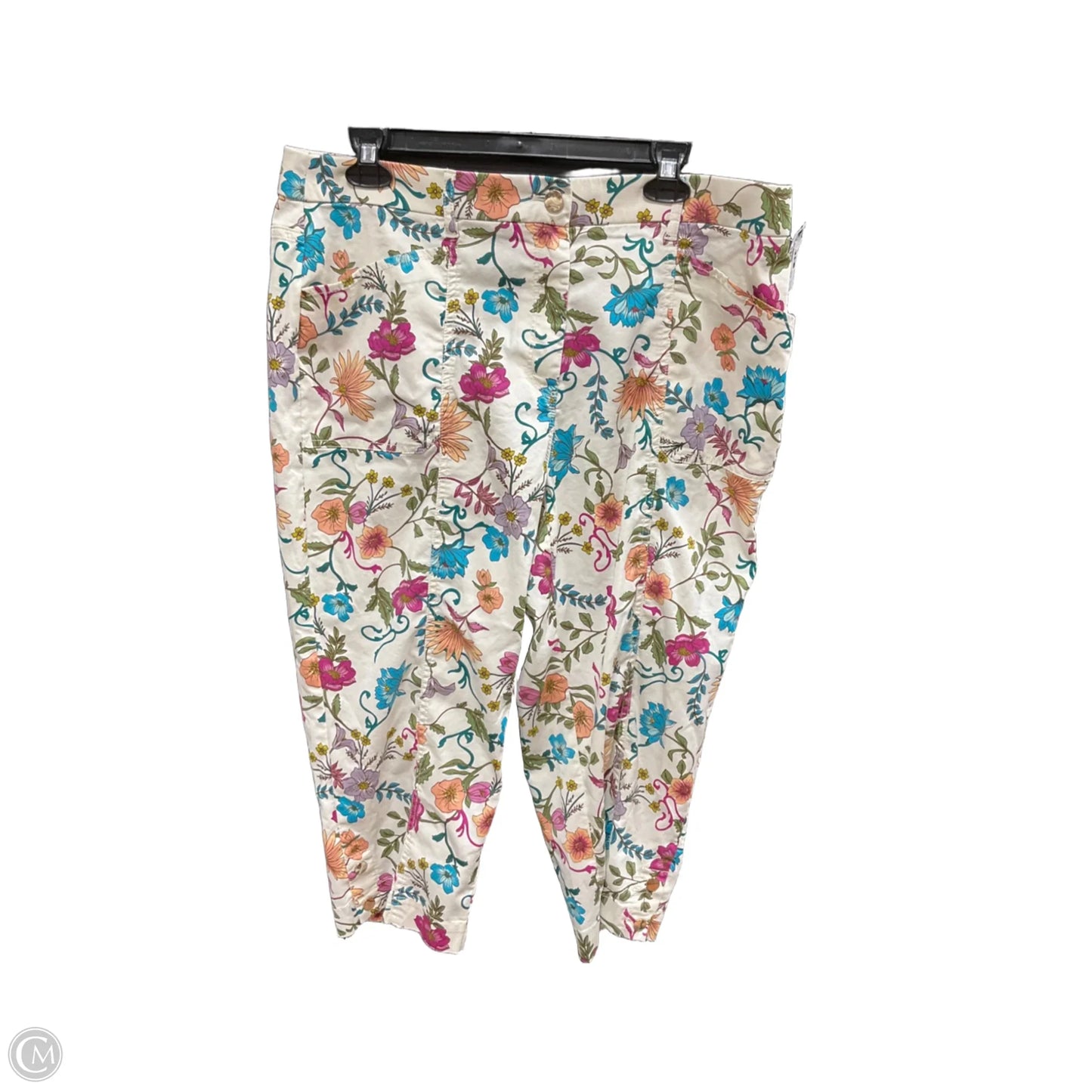 Pants Cropped By Chicos In Floral Print, Size: L